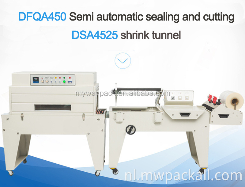 Semi-automatische warmteafdichting Krimpfoliemachine door POF-materiaal, leverancier van krimpverpakkingsmachines;